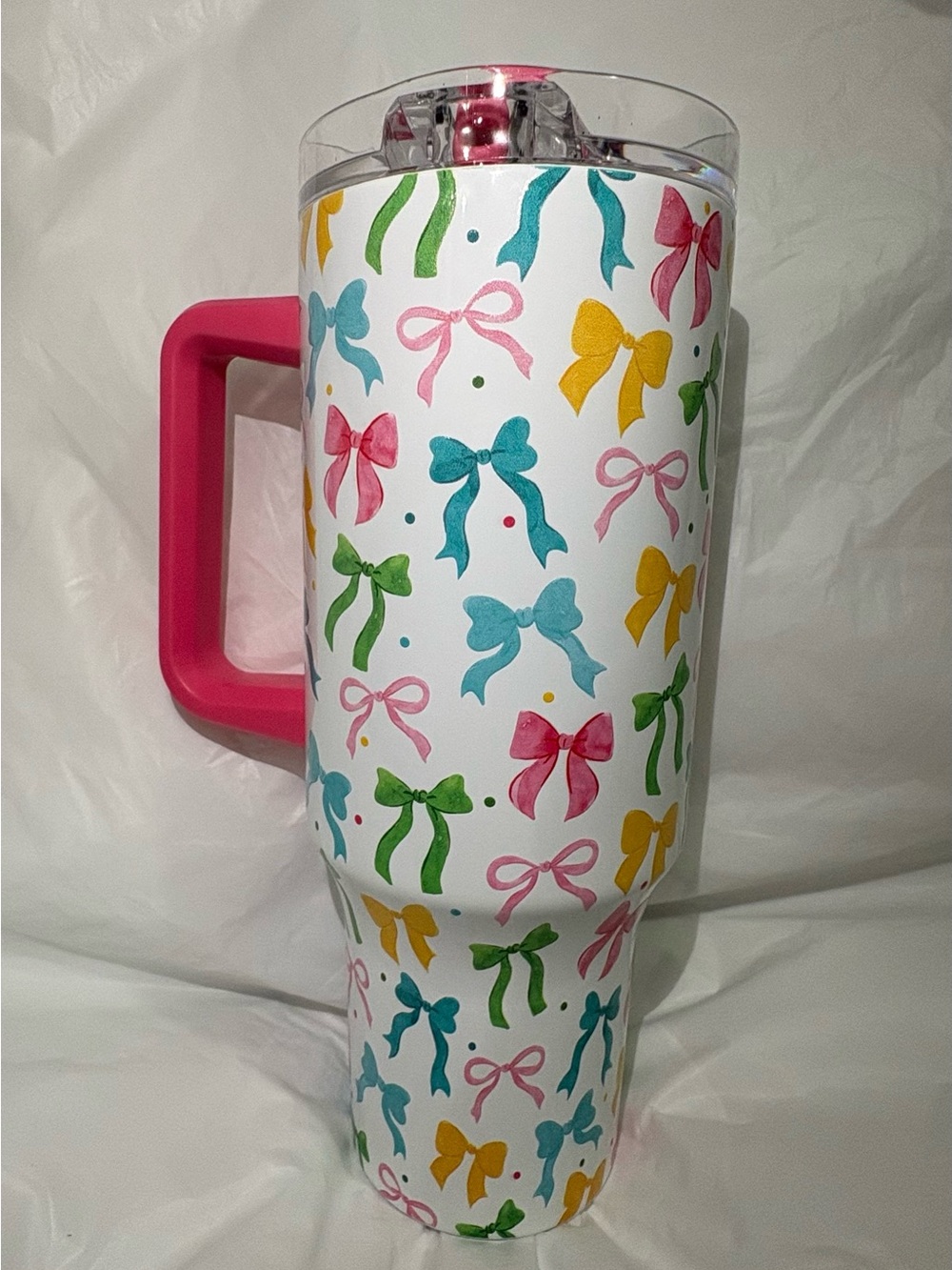 40oz Bow decorated tumbler/travel mug